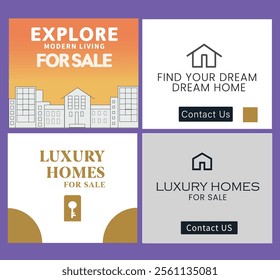 Real Estate Social Media Post Template: Web Banner Design (Size: 336x280)