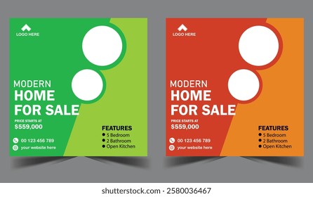 Real Estate Social Media Post banner Template, Elegant of Real Estate or Home Sale Social Media Promotion, home sale social media post banner design.