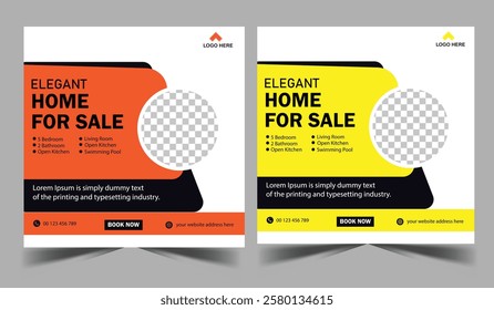 Real Estate Social Media Post Design. Real Estate or Home Sale Social Media Promotion banner template.