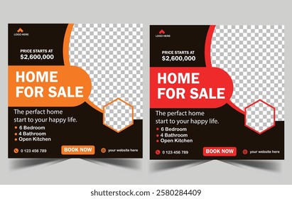 Real estate social media post banner template. Modern Social Media banner template.