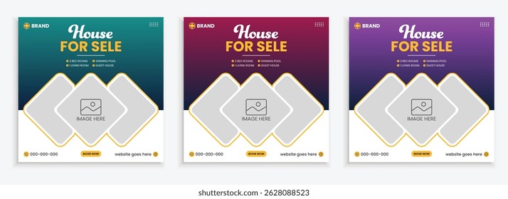 Real estate social media post or house property sale banner square story post marketing web banner template