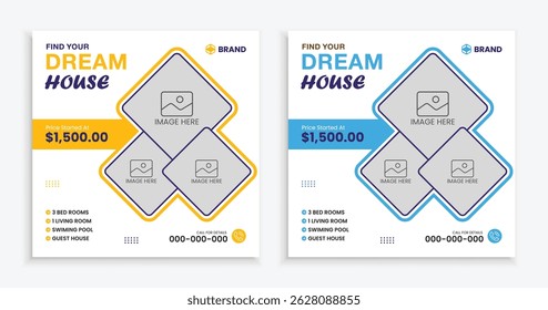 Real Estate Social Media Post Design. Real Estate or Home Sale Social Media Promotion
