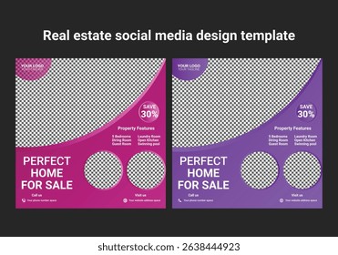 Real Estate Social Media Post Template, Editable Post Template Social Media Banners.
