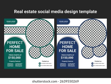 Real Estate Social Media Post Template, Editable Post Template Social Media Banners. Professional Real estate social media post design illustration. Modern Real Estate Social Media Post Design Vector 