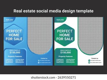 Real Estate Social Media Post Template, Editable Post Template Social Media Banners. Professional Real estate social media post design illustration. Modern Real Estate Social Media Post Design Vector 