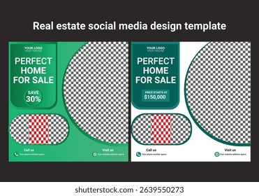 Real Estate Social Media Post Template, Editable Post Template Social Media Banners. Professional Real estate social media post design illustration. Modern Real Estate Social Media Post Design Vector 