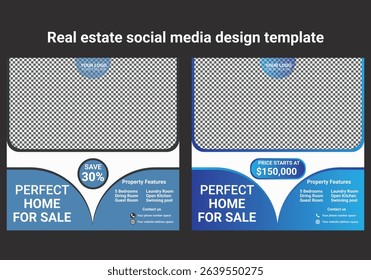 Real Estate Social Media Post Template, Editable Post Template Social Media Banners. Professional Real estate social media post design illustration. Modern Real Estate Social Media Post Design Vector 