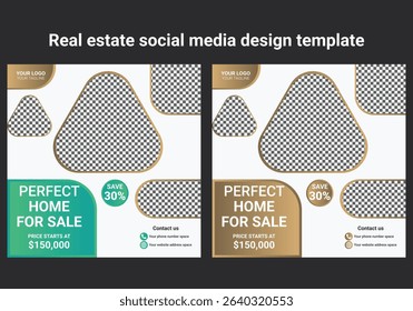  Real Estate Social Media Post Template, Editable Post Template Social Media Banners. Modern Real Estate Social Media Post Design Vector Template. Real Estate Property Social Media Post Template, 


