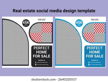  Real Estate Social Media Post Template, Editable Post Template Social Media Banners. Modern Real Estate Social Media Post Design Vector Template. Real Estate Property Social Media Post Template, 

