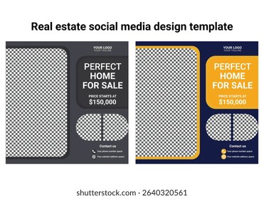  Real Estate Social Media Post Template, Editable Post Template Social Media Banners. Modern Real Estate Social Media Post Design Vector Template. Real Estate Property Social Media Post Template, 

