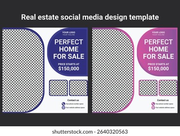  Real Estate Social Media Post Template, Editable Post Template Social Media Banners. Modern Real Estate Social Media Post Design Vector Template. Real Estate Property Social Media Post Template, 

