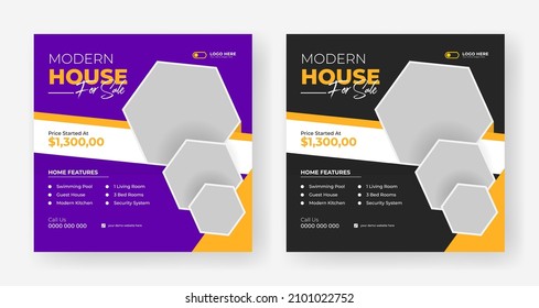 Real Estate social media sale banner design template, creative sale banner design