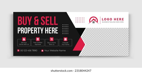 Real estate social media timeline cover design, Home for sale banner design, Home real estate social media cove template. A banner design for property Company Editable housing web banner design.