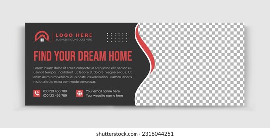 Real estate social media timeline cover design, Home for sale banner design, Home real estate social media cove template. A banner design for property Company Editable housing web banner design.