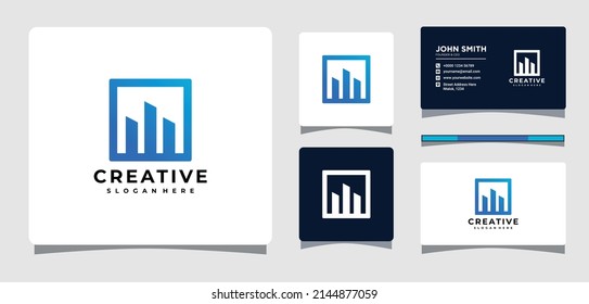 Real Estate Square Logo Template With Business Card Design Inspiration