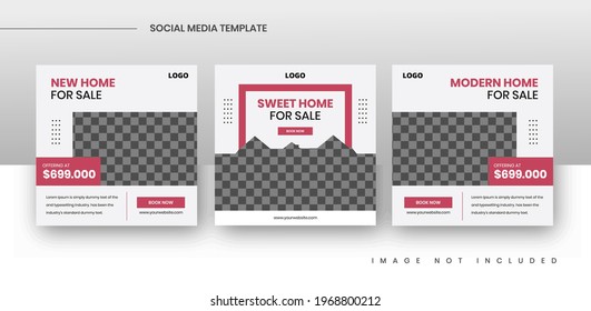 Real estate square social media template. Suitable for home promotion