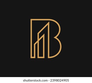 Estadístico inmobiliario Carta B, Letra inicial del diseño del logotipo inmobiliario B.