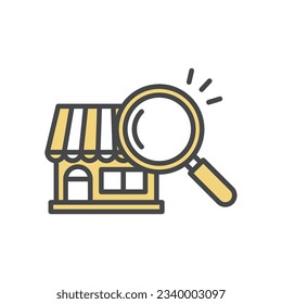 Real estate store restaurant store search icon