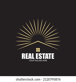 real estate and sun icon vector illustration template design