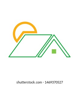 Real estate with sun logo template vector building with sunrise icon design