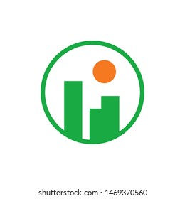 Real estate with sun logo template vector building with sunrise icon design