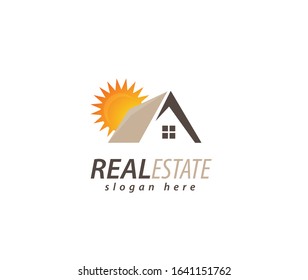 Real estate sunny house logo	