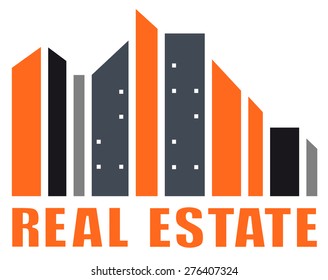 real estate symbol with many skyscraper silhouette
