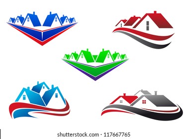 Real estate symbols - roofs and houses elements, also a logo idea. Jpeg version also available in gallery