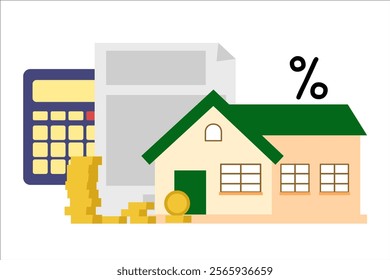 Real estate tax. Vector simple color flat illustration.