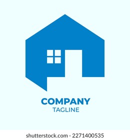 real estate theme abstract logo design in blue