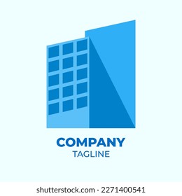 real estate theme abstract logo design in blue