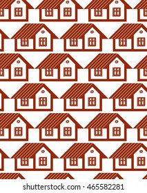 Real estate theme symmetric vector seamless pattern, abstract houses depiction. Property developer idea, for use in graphic design.