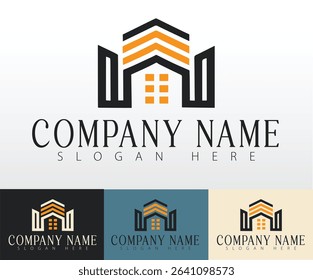 A real estate themed design created in line art style.