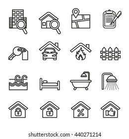 Real estate thin icons.