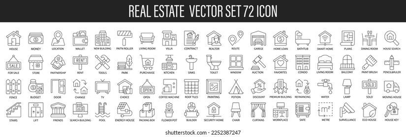 Real Estate thin line icon set. Vector illustration