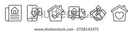 Real estate thin line icon set. Web minimal icons