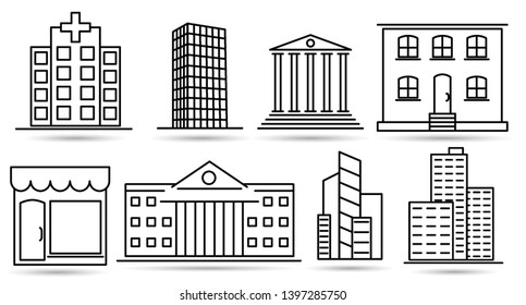 Real Estate Thin Line icons. Vector Outline Design Symbols for web.