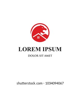 real estate and tiger logo icon vector