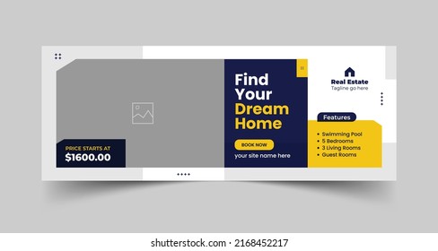 Real Estate Timeline Cover Banner And Digital Marketing Web Banner, Home House Rent Sale Social Media Post, Social Media Cover