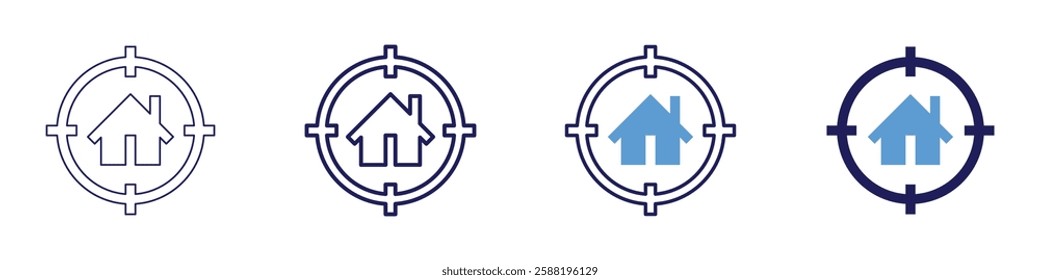 Real estate transaction process icon in 4 different styles. Thin Line, Line, Bold Line, Duotone. Duotone style. Editable stroke.