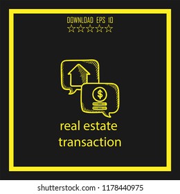 real estate transaction  sketch vector icon