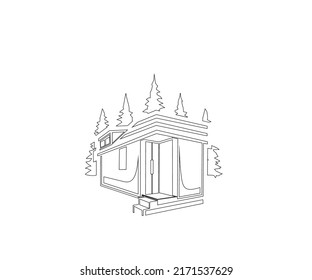 real estate and trees icon design template