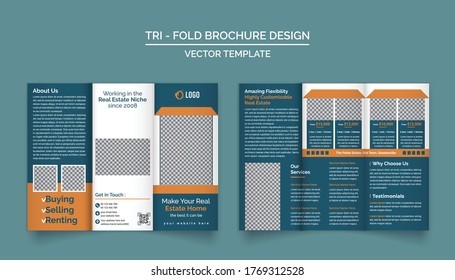 Real Estate Tri Fold Brochure Design Template for your Company, Business, Advertising, Marketing, Agency, and Internet business.