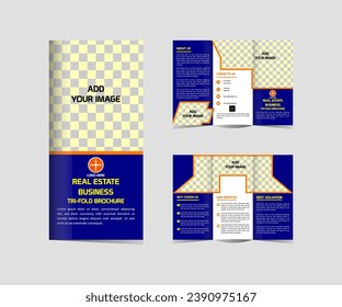 Real estate Tri fold brochure design template vector editable and resizable