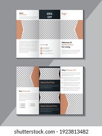 Real Estate Tri-Fold Brochure Design, Home Tri-Fold Brochure Design, Business Tri-Fold Brochure Design, Modern layout, Poster, Flyer, Vector illustration