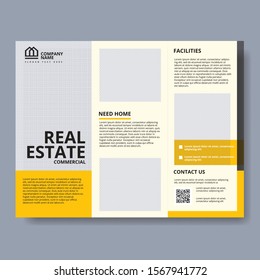 Real Estate Tri-Fold Brochure Template. Brochure design, cover modern layout, poster, flyer in A4.