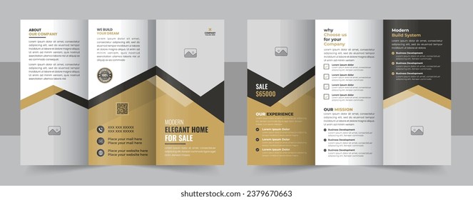 Real estate trifold brochure template design, Construction and renovation trifold brochure template or real estate brochure. Modern real estate, construction, home selling business trifold brochure