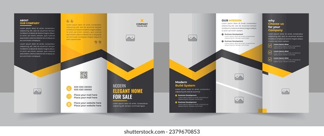 Real estate trifold brochure template design, Construction and renovation trifold brochure template or real estate brochure. Real estate trifold brochure template design