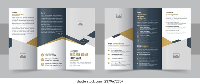 Real estate trifold brochure template design, Construction and renovation trifold brochure template or real estate brochure. Real estate trifold brochure template design