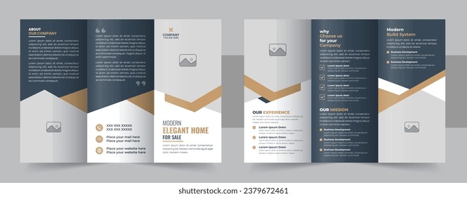 Real estate trifold brochure template design, Construction and renovation trifold brochure template or real estate brochure. Construction business trifold brochure template